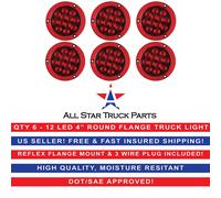 4 " Rosso 12 LED Rotondo Stop / Giro /Coda Camion Luce Reflex Flangia Supporto-