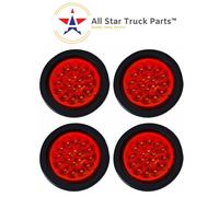 4 " Rosso 18 LED Rotondo Stop Giro Coda Camion Luce Con Tenuta & Codino -