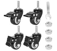 4 Rotelle per Mobili da 40 mm: Vite M8 x 25 mm, Fisse Con Freno, 35 kg, Rotazione a 360 Gradi, in Gomma per Interni ed Esterni