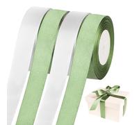 4 Rotoli 22m×20mm Nastro Raso Bianco Verde Salvia, Nastrino per Bomboniere Riutilizzabile, Nastro per Bomboniere Multiuso, Nastro di Raso per Confezionare Regali Matrimoni Feste di Compleanno