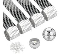 4 Rotoli 6400 Pezzi Adesivi Tessere Mosaico Specchi Vetro,Tessere Mosaico Specchi Autoadesivi 5 x 5 mm Glas,Mini Specchio Mosaico Vetro,Mini Mosaico Piastrelle Autoadesive per KTV Decorazione DIY