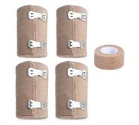 4 rotoli di bende elastiche, con 1 rotolo di bende autoadesive a pressione con clip in metallo, cinghie di ritenzione per allenamento sportivo, per ginocchia, caviglie, polsi (colore della pelle)