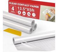 4 rotoli di carta da contatto trasparente, copertine in plastica per libri, 34,3 cm x 1,5 m, carta da contatto, autoadesiva, protezione per artigianato, libri di testo e copertine rigide per documenti