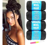 4 rotoli di lana brasiliana per trecce, filato acrilico per capelli africani all'uncinetto, trecce jumbo senegalesi torsioni a maglia Faux locs spirale cavatappi Twist Wraps 70 G/rotolo