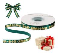 4 rotoli di nastri natalizi da 91,4 m, in tessuto glitterato, in raso, larghezza 10 mm, per confezioni regalo, decorazioni, 22,7 m per rotolo (verde)