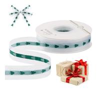 4 rotoli di nastri natalizi da 91,4 m, in tessuto glitterato, in raso, larghezza 25 mm, per confezioni regalo, decorazioni, 22,7 m per rotolo (verde albero di Natale)