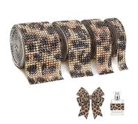 4 rotoli di nastro autoadesivo, 0,91 m/rotolo di strass autoadesivi, decorazione fai da te, 4 rotoli in 4 misure (motivo leopardato)