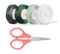 4 rotoli di nastro di garza da 45 metri, 1 pezzo di forbici, nastro di chiffon, nastro regalo, nastro di chiffon per matrimonio, nastro decorativo per matrimonio, nastro di raso verde