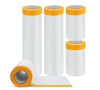 4 Rotoli di Pellicola di Mascheratura con Nastro (270cm+55cm), Pellicola di Plastica per Verniciatura a Goccia, Pellicola di Mascheratura Pre-Nastrata per Automotive Pittura Copertura