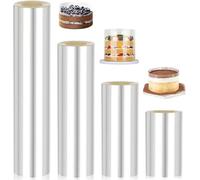 4 rotoli di pellicola per bordi torta, anello per torta, altezza 8/10/15/20 cm x 10 m, trasparente, rotolo di acetato per addensare, riutilizzabile per anelli di dessert, decorazione per torte
