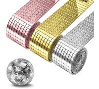 4 rotoli di piastrelle a specchio autoadesive per mosaico quadrato, 6400 pezzi, 5 x 5 mm, per decorazioni fai da te