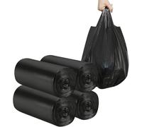 4 rotoli di piccoli sacchetti per la spazzatura - 120 pezzi robusti sacchi per la spazzatura da 12 - 15 litri per casa, ufficio, cucina, bagno e cameretta dei bambini (nero)