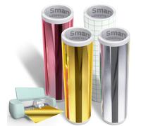 4 rotoli di Smart Vinyl Permanent per Cricut Explore 3/Maker 3, Smart Adhesive Vinyl Permanent Metallic Vinyl 33 x 100 cm Gold+Argento+Rose Gold + Trasferimento autoadesivo in vinile per tazze fai da