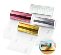 4 rotoli in vinile intelligente permanente per Cricut Joy 14 x 200 cm cromato metallizzato autoadesivo oro + argento + oro rosa + pellicola di trasferimento per finestre fai da te