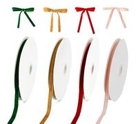 4 Rotoli Nastro di Velluto, 1cm 18,3m Velluto Vintage Christmas Ribbon Nastri Natalizi per Decorazioni per Confezioni Natalizie Decorazione di Nozze Forniture per Feste(Totale 73,2m)