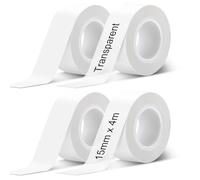 4 Rotoli Nastro Etichette, 15mm x 4m Etichette Adesive Termiche, Etichette Adesive Termiche, Compatibile con PRT QUTIE, Makeid L1, Phomemo D30(2 Rotoli Bianchi + 2 Rotoli Trasparenti)