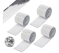 4 Rotoli Piastrelle a Mosaico in Vetro, Mini Mosaico Piastrelle Autoadesive Quadrate, Mini Specchio Mosaico Vetro, Autoadesivi per Mosaico Quadrati in Vetro, per DIY,Artigianato,Decorazione (Argento)