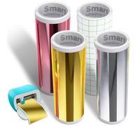 4 rotoli Smart Vinyl Permanent for Cricut Joy, Metallic Vinyl Gold+Argento+Rose Gold + Transfer Film Autoadesivo Vinyl Plotter Set per tazze fai da te auto banner decorazione