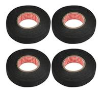 4 Rotolinastro Nastro Isolante in Tessuto Telato Nero, 19 mm x 12 m, Resistente al Calore per Cablaggio Automobilistico, Auto, Moto