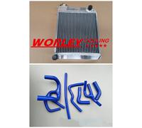 4 rows aluminum radiator for AUSTIN ROVER MINI 1275 GT 1959-1997 MT & BLUE HOSES