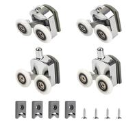4 rulli per porta della doccia, 23 mm, impermeabili e durevoli, con blocco anti-collisione e viti cromate, per box doccia, porte del bagno e della doccia