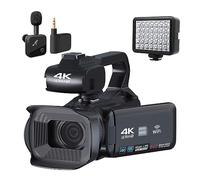 4 "Ruota La Videocamera Vlog Con Touch Screen Videocamera 4K UHD For Lo Streaming Live Webcam WIFI 64MP Fotocamere Digitali Con Messa A Fuoco Automatica(Color:64G SD Card,Size:Wireless MIC Light)