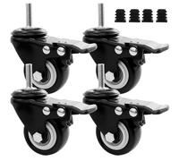 4 ruote con freno M8 × 25 mm, ruote pesanti da 50 mm, ruote girevoli per mobili, filettatura M8, ruote in gomma, senza tracce e silenziose, per elettrodomestici e mobili, con 4 tappi per dadi