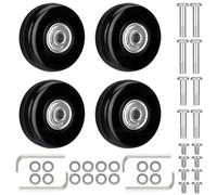 4 ruote di ricambio per valigie, 50 x 18 mm, universali, in gomma, con cuscinetti, kit di riparazione per la maggior parte dei bagagli, colore nero