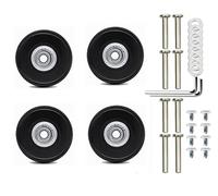 4 Ruote di Ricambio Universali per Valigie e Bagagli - 50 mm x 18 mm (Nero, Schwraz, Semplice)