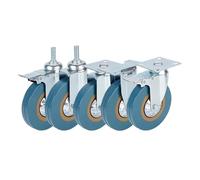 4 ruote girevoli in PVC grigio da 5 pollici - Opzioni girevoli e rigide, doppio sistema frenante, ruote in gomma avvitabili for carichi pesanti(M12x30-universal)