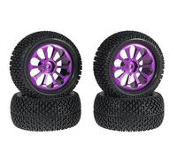 4 Ruote Metalliche e Pneumatici Off-Road per Auto RC 1/14 1/16 Hex 12mm | Cerchi in Lega di Alluminio 73mm con Gomme per Camion Radiocomandati 1/12 1/18 Ricambio(Purple)