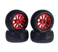 4 Ruote Metalliche e Pneumatici Off-Road per Auto RC 1/14 1/16 Hex 12mm | Cerchi in Lega di Alluminio 73mm con Gomme per Camion Radiocomandati 1/12 1/18 Ricambio(Red)
