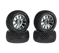 4 Ruote Metalliche e Pneumatici Off-Road per Auto RC 1/14 1/16 Hex 12mm | Cerchi in Lega di Alluminio 73mm con Gomme per Camion Radiocomandati 1/12 1/18 Ricambio(Titanium)