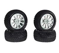 4 Ruote Metalliche e Pneumatici Off-Road per Auto RC 1/14 1/16 Hex 12mm | Cerchi in Lega di Alluminio 73mm con Gomme per Camion Radiocomandati 1/12 1/18 Ricambio(Silver)