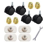 4 Ruote Universali Con Freno, 4 Pulegge A Sfera, 4 Dadi Trapezoidali, 1 Piccola Chiave A Doppia Apertura, Ruote Universali, Pulegge Asciugatrici, Rulli In Nylon