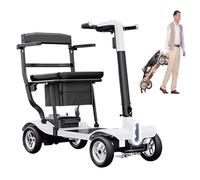 4 Ruote Viaggio Scooter Pieghevole,4 Ruote Scooter Disabili,Di Piccole Pieghevole E Leggero,Scooter Mobilità Da Viaggio Con Caricatore E Cestino Ideale Per Anziani E Disabili White,15A