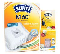 4 Sacchetti per aspirapolvere + Perline deodoranti Compatibile con Miele Guard M1 Parquet Flex PowerLine SVTF0 | Compatibile con Swirl M60 - M 60 | 4 Borse, Deodorante per ambienti, Accessori