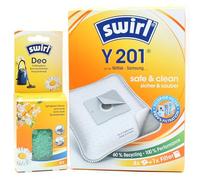 4 Sacchetti per aspirapolvere + Perline deodoranti Compatibile con Philips Geneva (Beutel/bag!) | Compatibile con Swirl Y201 - Y 201 | 4 Borse, Deodorante per ambienti, Accessori