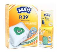 4 Sacchetti per aspirapolvere + Perline deodoranti Compatibile con Rowenta RO 3142EA Power XXL | Compatibile con Swirl R39 - R 39 | 4 Borse, Deodorante per Ambienti, Accessori