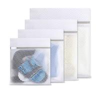 4 sacchetti per biancheria in rete a nido d'ape (piccolo+medio+large+extra large), sacchetti per il bucato con cerniera, sacchetti riutilizzabili per lavatrice, sacchetti delicati per vestiti, calze