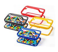 4 sacchetti per giocattoli in plastica trasparente con etichette, organizer sicuro e impermeabile con cerniera, per casa, viaggi, riutilizzabili, per Lego, puzzle, giocattoli da bagno, giochi da