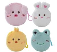 4 sacchetti per monete dei cartoni animati, portafogli per bambini con cerniera, borsa per cosmetici portatile, piccolo, mini portafoglio per monete, carte, rossetto, piccolo specchio, Diversi colori