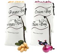 4 sacchetti per patate e cipolle, sacchetti per patate con coulisse cerniera, 35 x 25 cm, sacchetti per cipolle, sacchetti per aglio e cipolle, conservazione di cipolle e patate