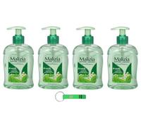 4 saponi Malizia Sapone Liquido - Sapone liquido con tè verde e menta - Ideale per mani e viso 300 ml + portachiavi Beni Culinari gratuito