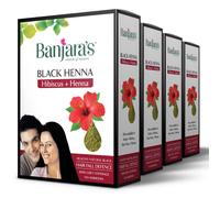 4 scatole di henné nero Banjara con ibisco - colore nero naturale - 50 G cias...