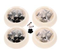 4 Scatole Gemme per Decorazioni Unghie Fiore Nero, Set 4 Scatole