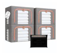 4 Scatole per Armadio Rigide con Cerniera da 66L, Set da 4 Contenitori per Armadio Salvaspazio, Organizer Armadio con Struttura in Metallo Pieghevole (66L (50x40x33cm), 4, unità)