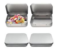 4 scatole portaoggetti in metallo con coperchio, piccole scatole rettangolari argentate, mini scatole portatili per fai da te, biglietti regalo, caramelle, orecchini, monete, piccoli oggetti (9,5 x 6
