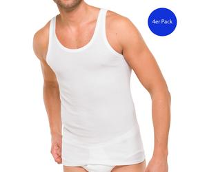 4 Schiesser Canottiere Uomo Cotone, 0/0 Manica, Fine Rete Basic - We...