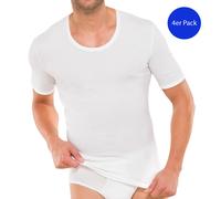 4 Schiesser Canottiere Uomo, Manica 1/2 Cotone Fine - Bianco